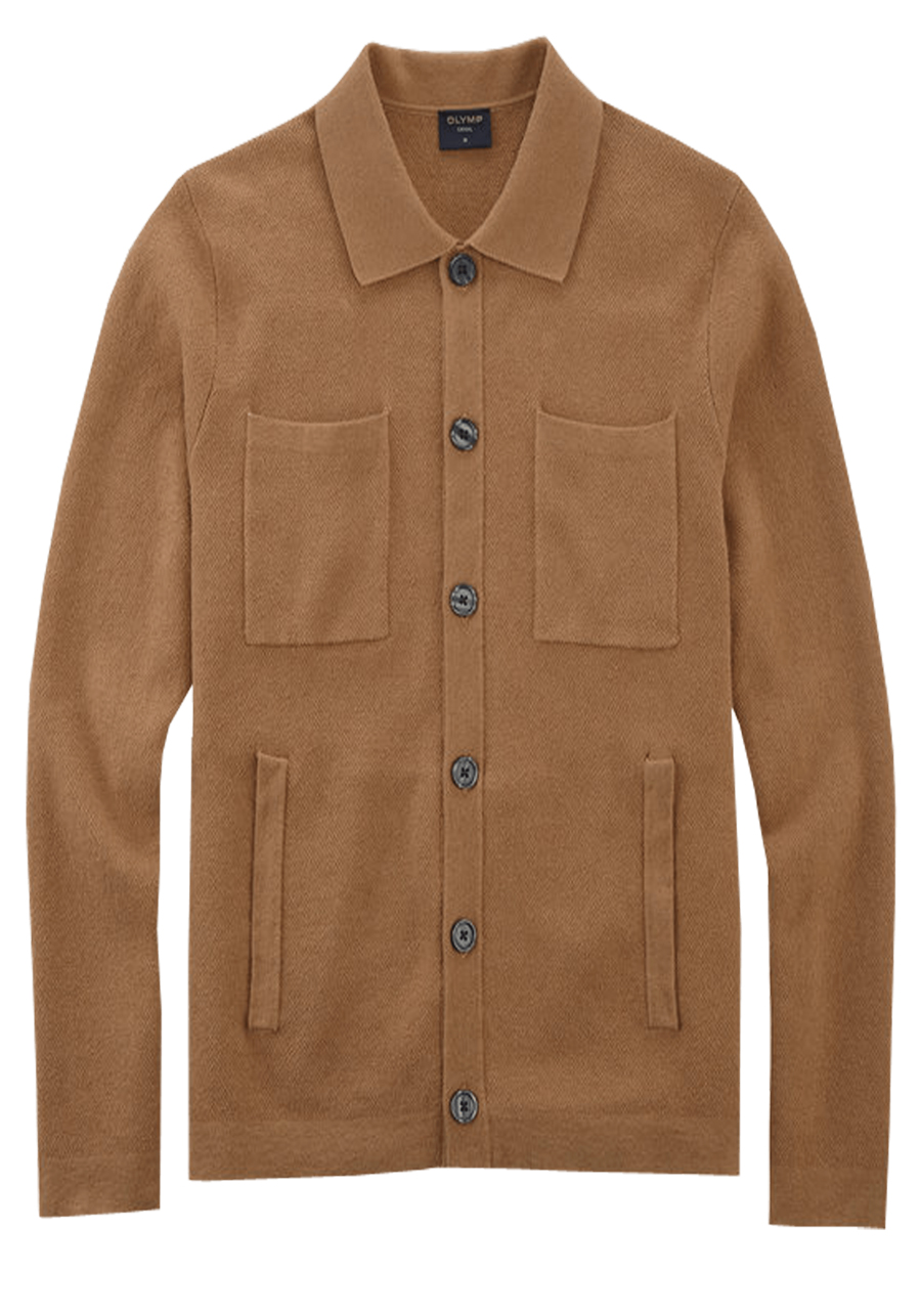 Produktbild fr 'OLYMP Casual Strickjacke Langarm Brusttasche beige'