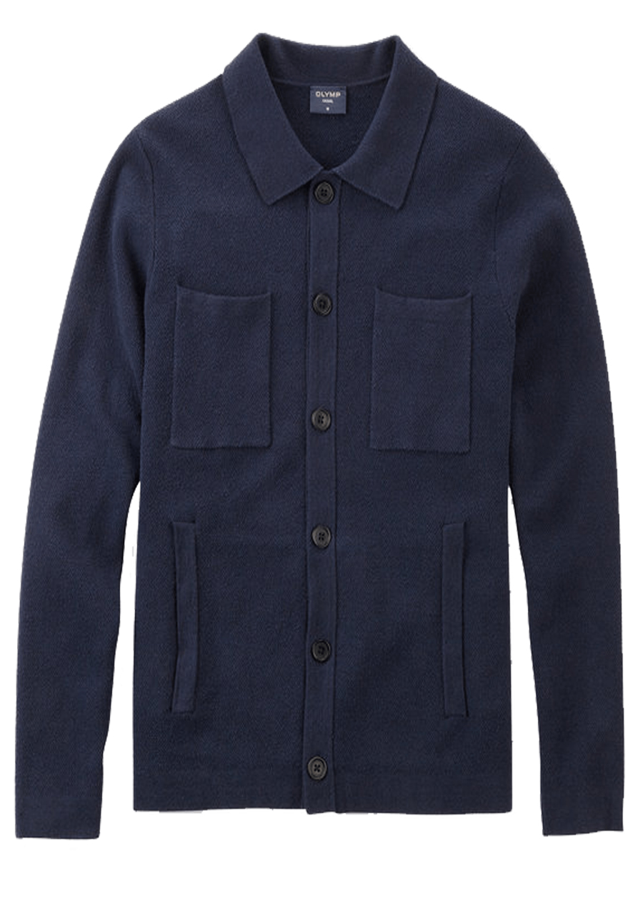 Produktbild fr 'OLYMP Casual Strickjacke Langarm Brusttasche navy'