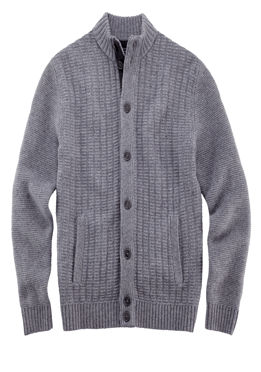 Produktbild fr 'OLYMP Casual Strickjacke Langarm Struktur Wollmix grau'