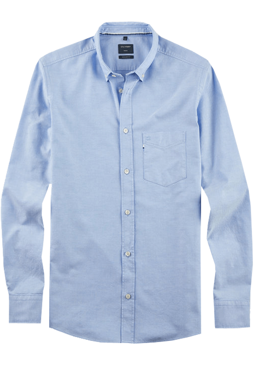 Produktbild fr 'OLYMP Casual regular fit Hemd Langarm Button Down Kragen Leinen blau'