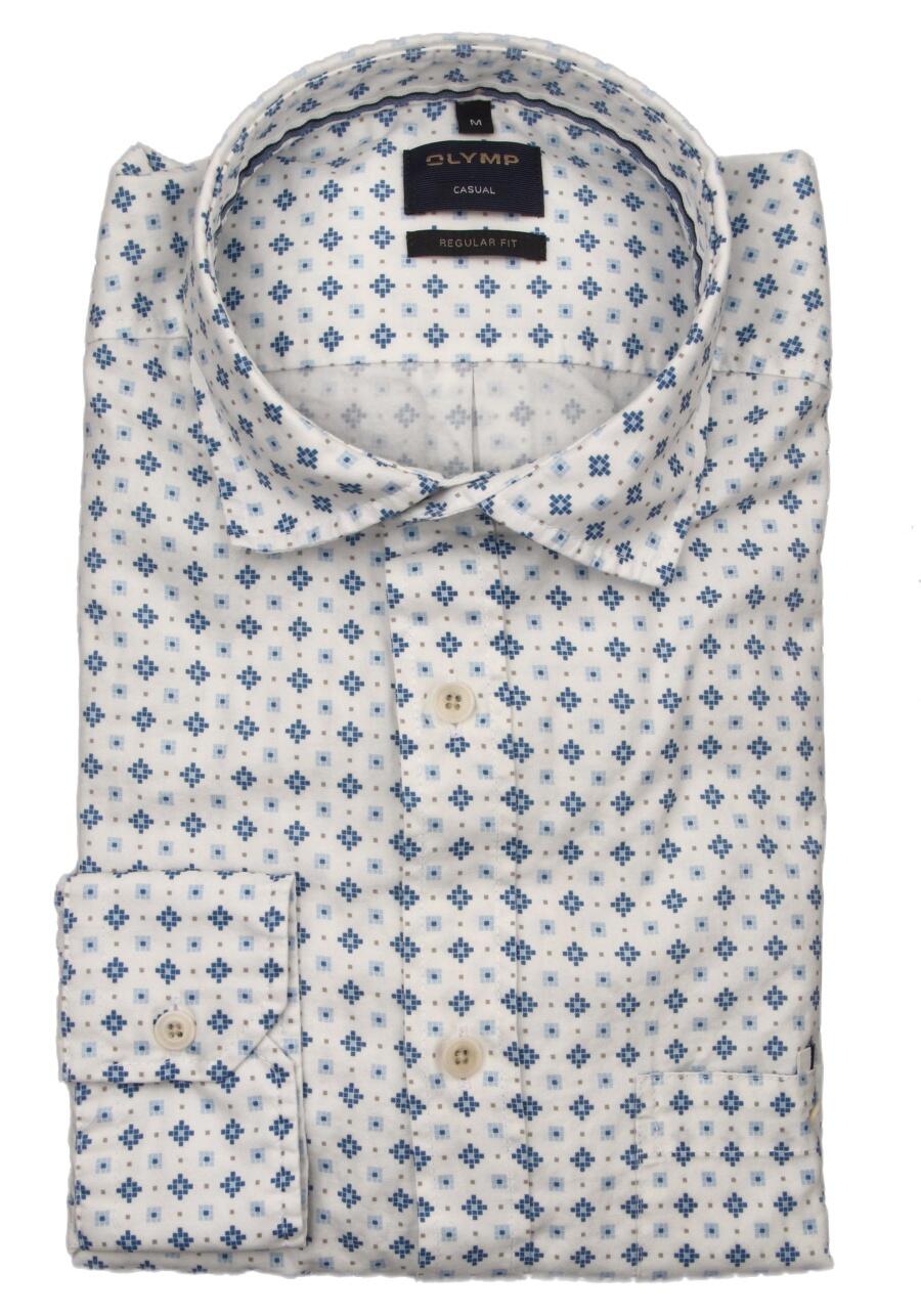 Produktbild fr 'OLYMP Casual regular fit Hemd Langarm Haifischkragen Muster wei'
