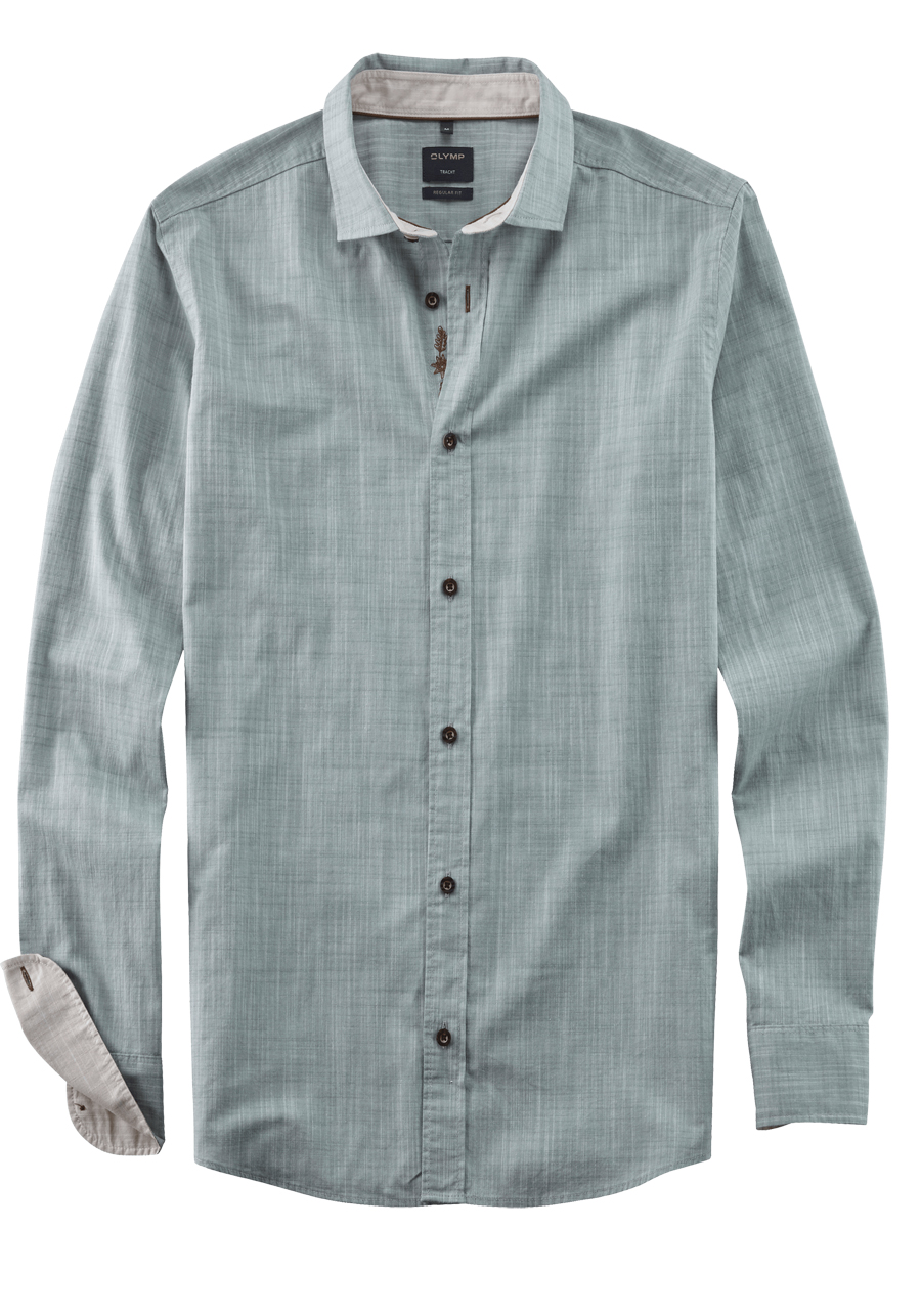 Produktbild fr 'OLYMP Casual regular fit Hemd Langarm New Kent Kragen Faux oliv'