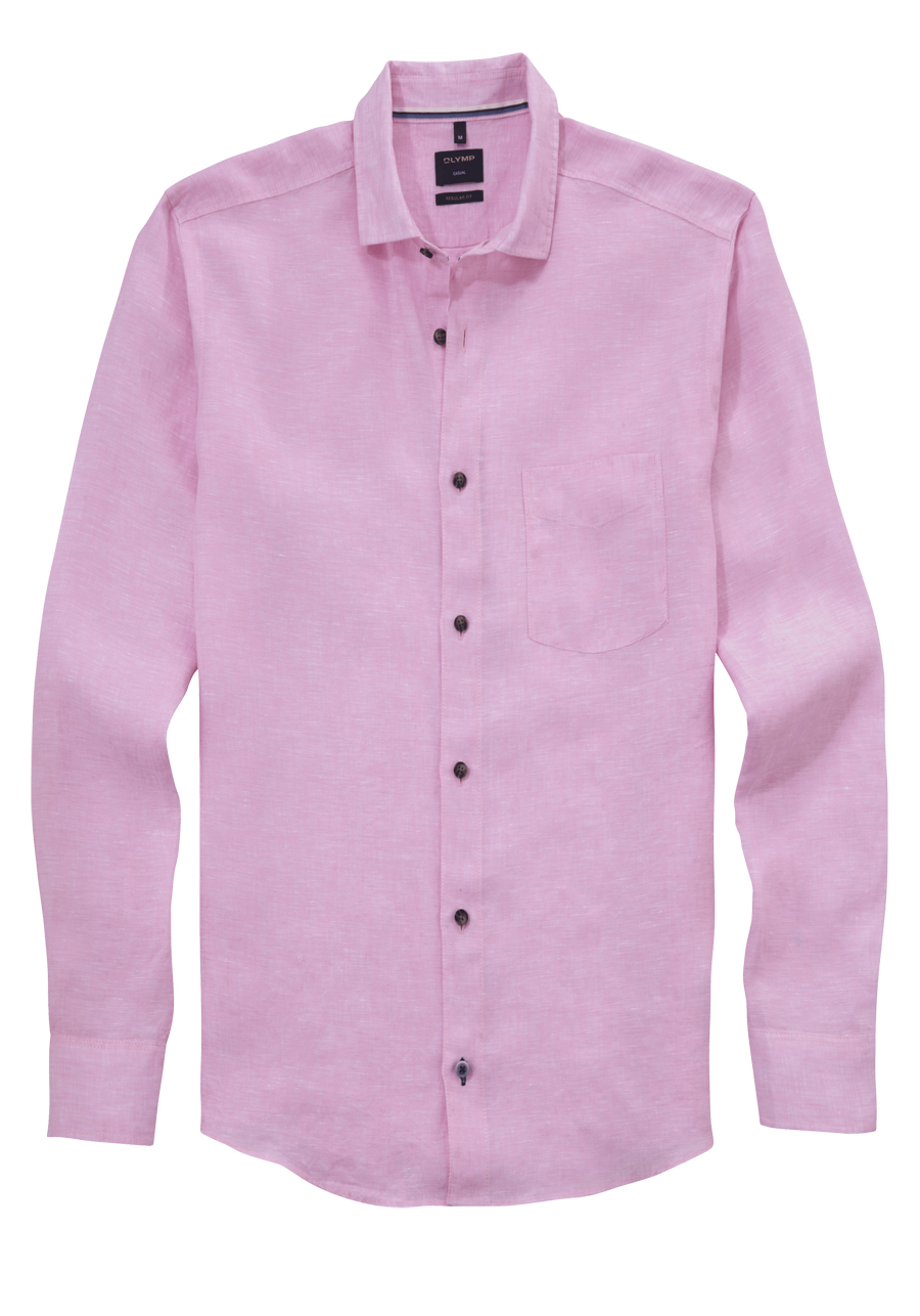 Produktbild fr 'OLYMP Casual regular fit Hemd Langarm New Kent Kragen Leinen rosa'