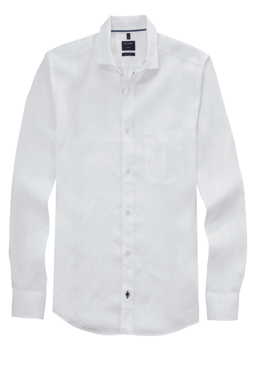 Produktbild fr 'OLYMP Casual regular fit Hemd Langarm New Kent Kragen Leinen wei'