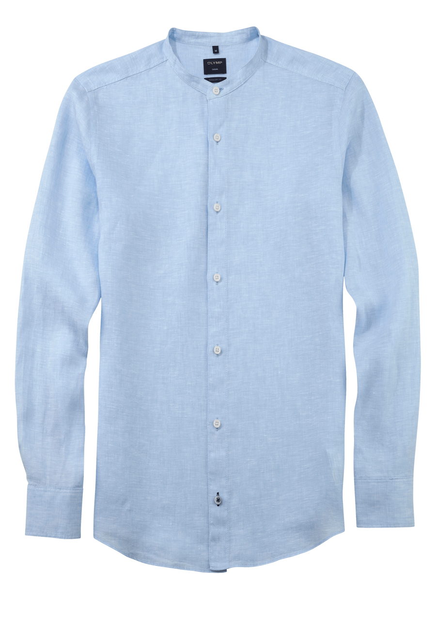 Produktbild fr 'OLYMP Casual regular fit Hemd Langarm Stehkragen Leinen hellblau'