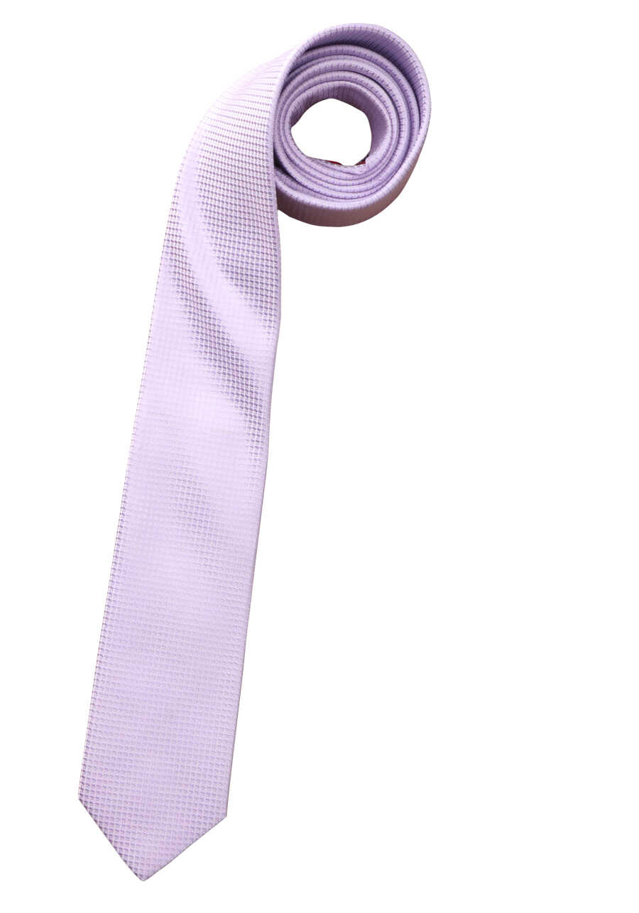 OLYMP Krawatte slim 6,5 cm breit aus reiner Seide Fleckabweisend Muster flieder