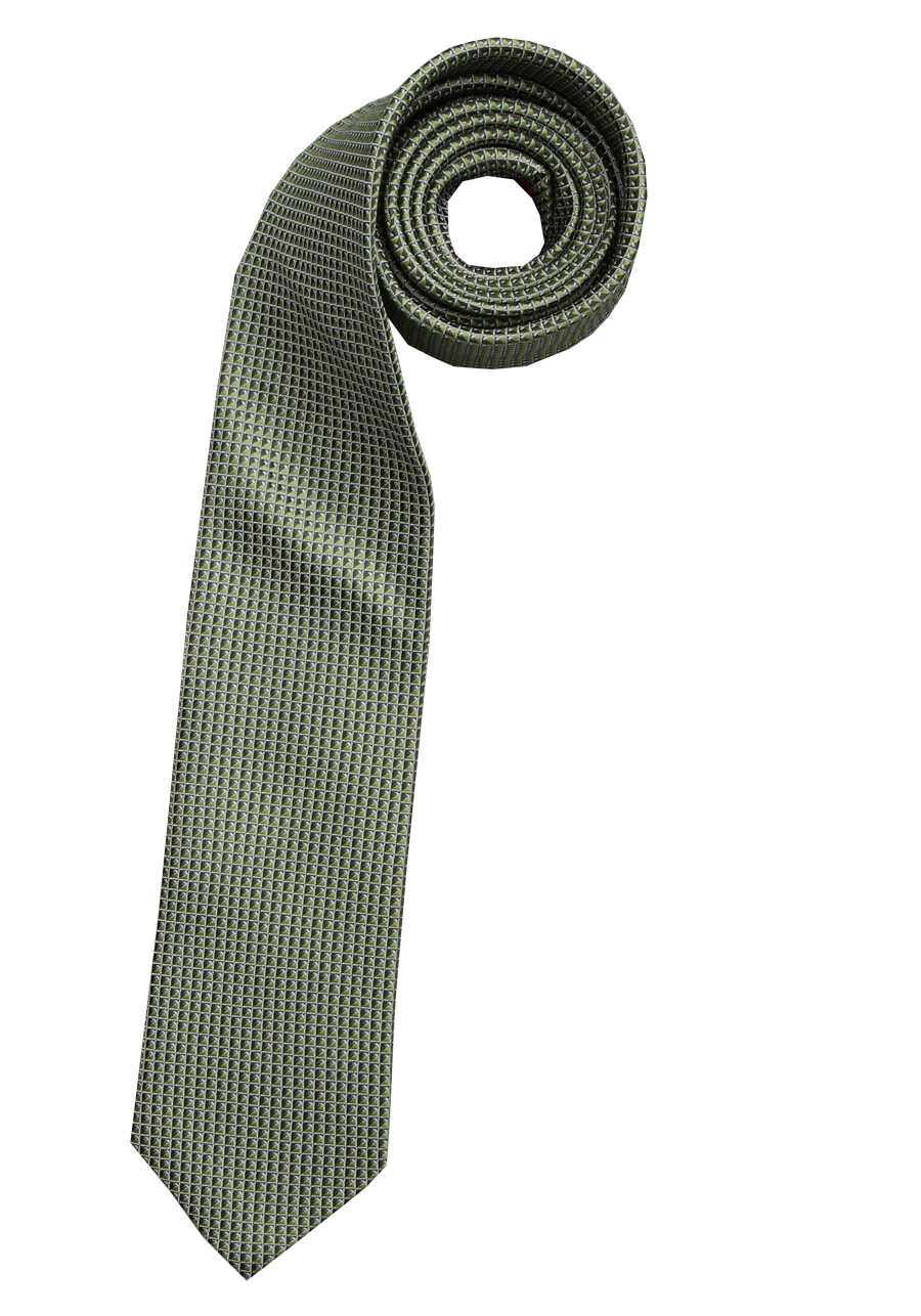 OLYMP Krawatte slim 6,5 cm breit aus reiner Seide Fleckabweisend Muster grün | Breite Krawatten