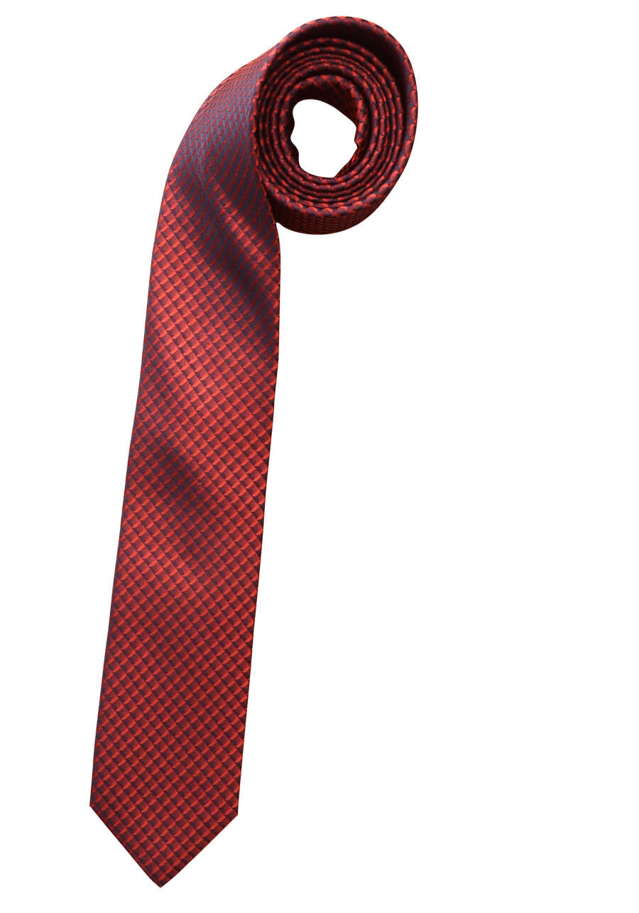 OLYMP Krawatte slim breit aus cm 6,5 Seide Fleckabweisend Muster rot reiner