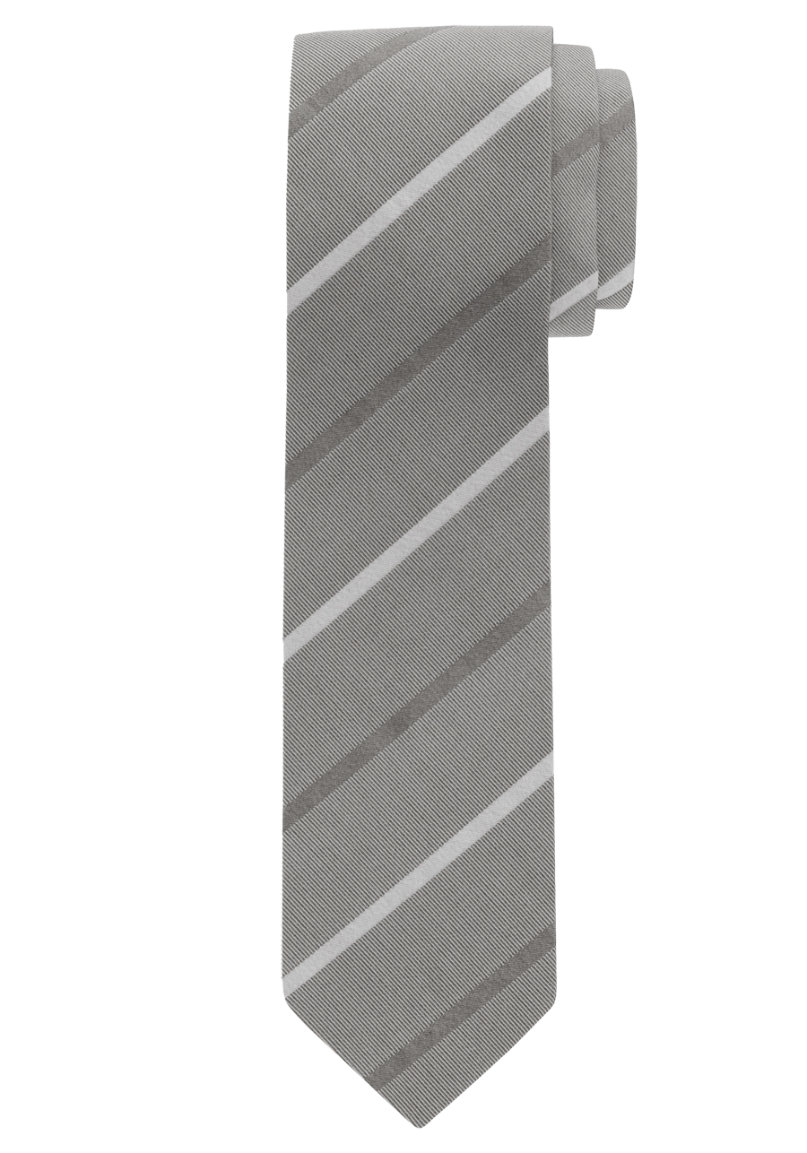 Produktbild f�r 'OLYMP Krawatte slim 6,5 cm breit aus reiner Seide Fleckabweisend Streifen grau'