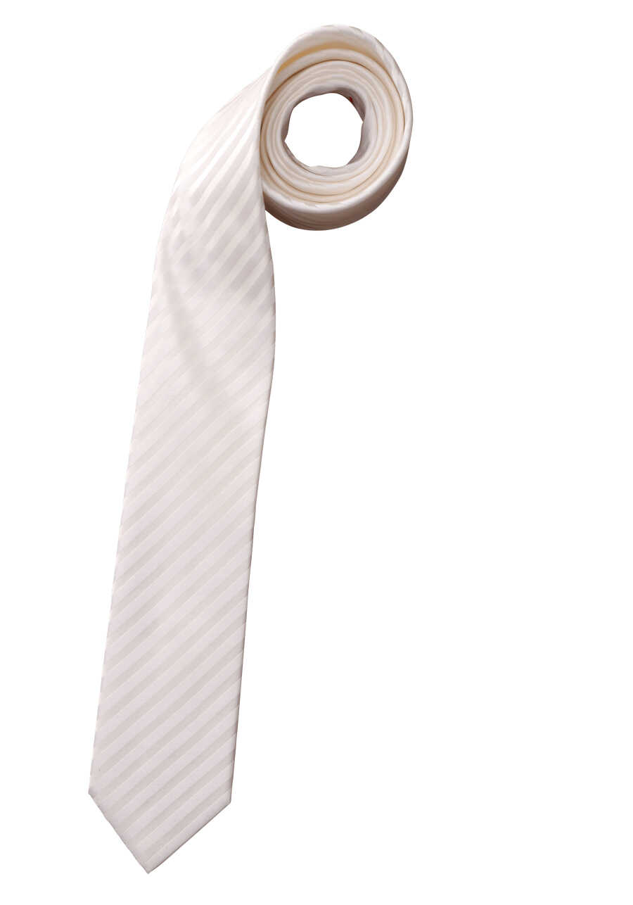 OLYMP Krawatte slim 6,5 cm breit aus reiner Seide Fleckabweisend Streifen  weiß