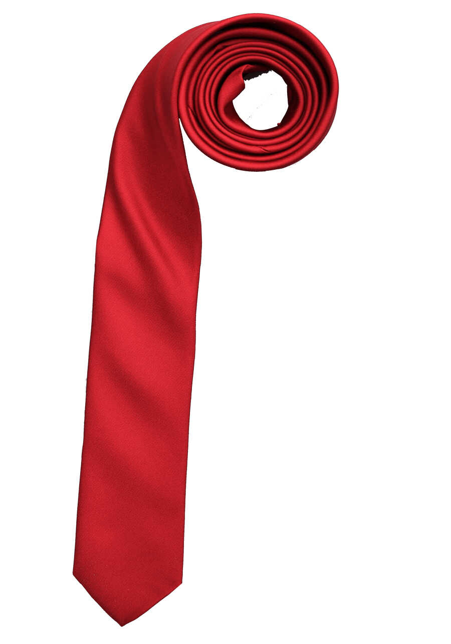 OLYMP Krawatte reiner cm aus Fleckabweisend slim 5 Seide dunkelrot super breit