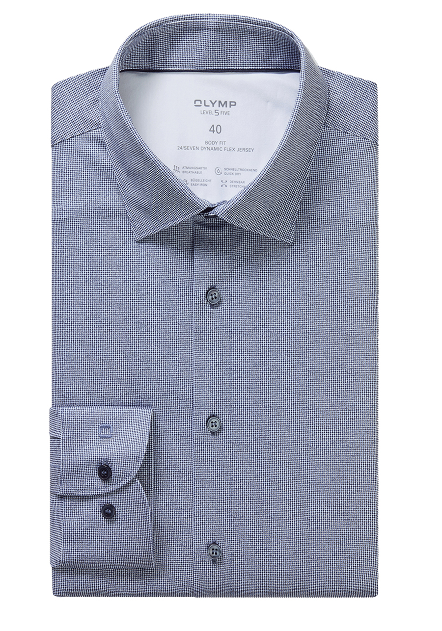 Produktbild f�r 'OLYMP Level Five 24/Seven body fit Hemd Langarm Jersey Muster dunkelblau'