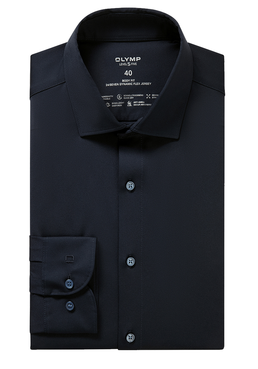 Produktbild f�r 'OLYMP Level Five 24/Seven body fit Hemd extra langer Arm New Kent Kragen Jersey nachtblau'