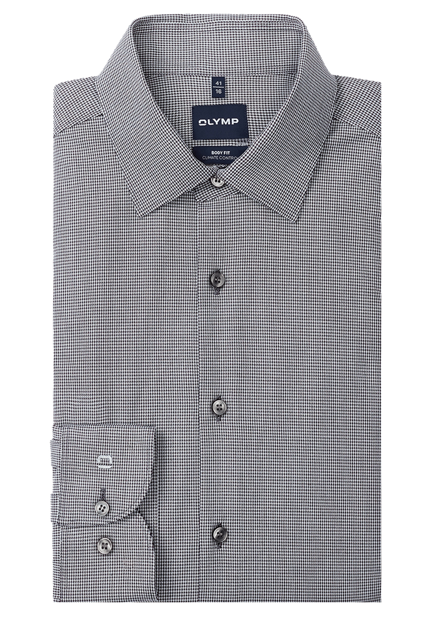 Produktbild f�r 'OLYMP Level Five 24/Seven body fit Hemd extra langer Arm New Kent Kragen Karo schwarz'
