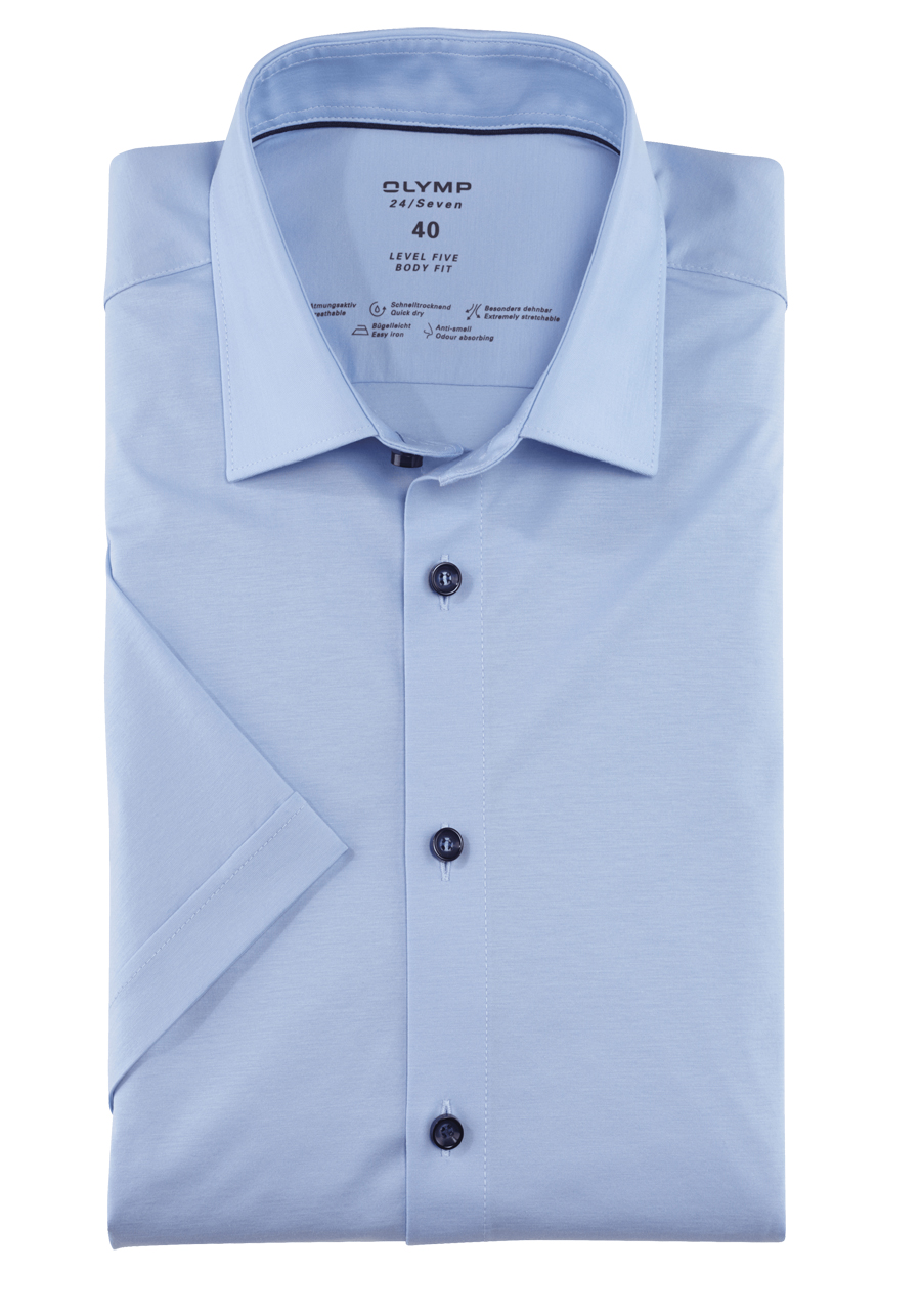 Produktbild fr 'OLYMP Level Five body fit Hemd 24 / Seven Halbarm Jersey Stretch aqua'