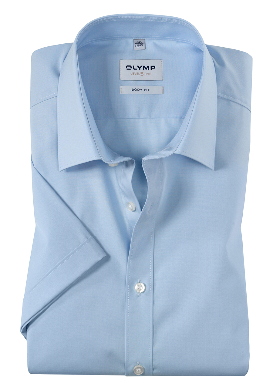 Produktbild f�r 'OLYMP Level Five body fit Hemd Halbarm Popeline Stretch hellblau'