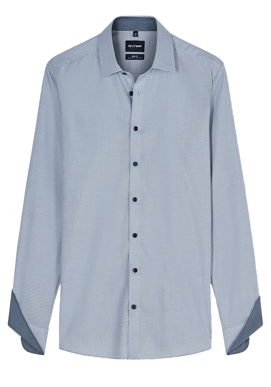 Produktbild f�r 'OLYMP Level Five body fit Hemd Langarm New Kent Kragen Muster blau'