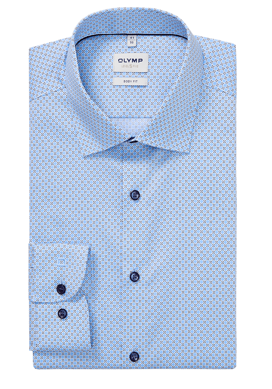 Produktbild f�r 'OLYMP Level Five body fit Hemd extra langer Arm Arm New Kent Kragen Muster blau'
