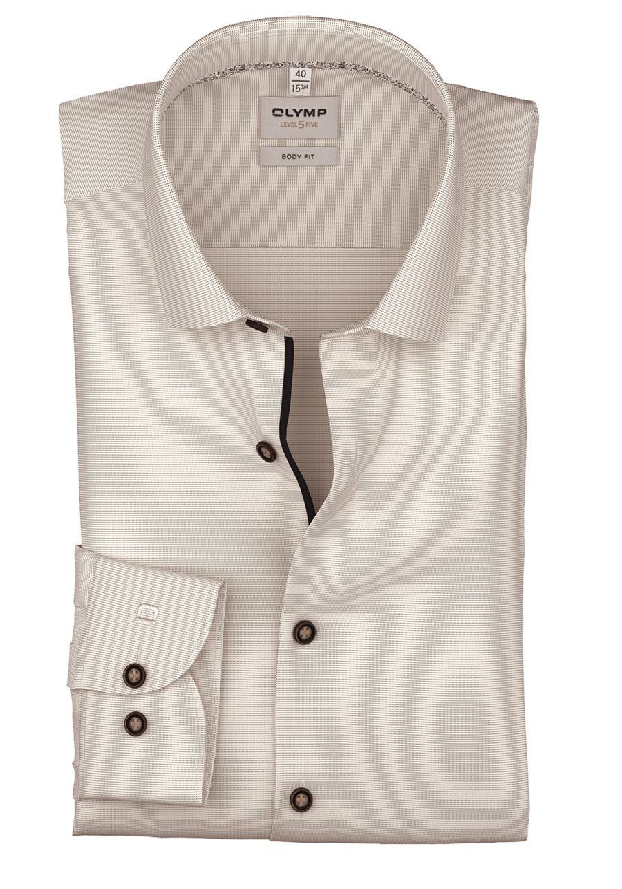 Produktbild f�r 'OLYMP Level Five body fit Hemd extra langer Arm New Kent Kragen Fil a Fil beige'