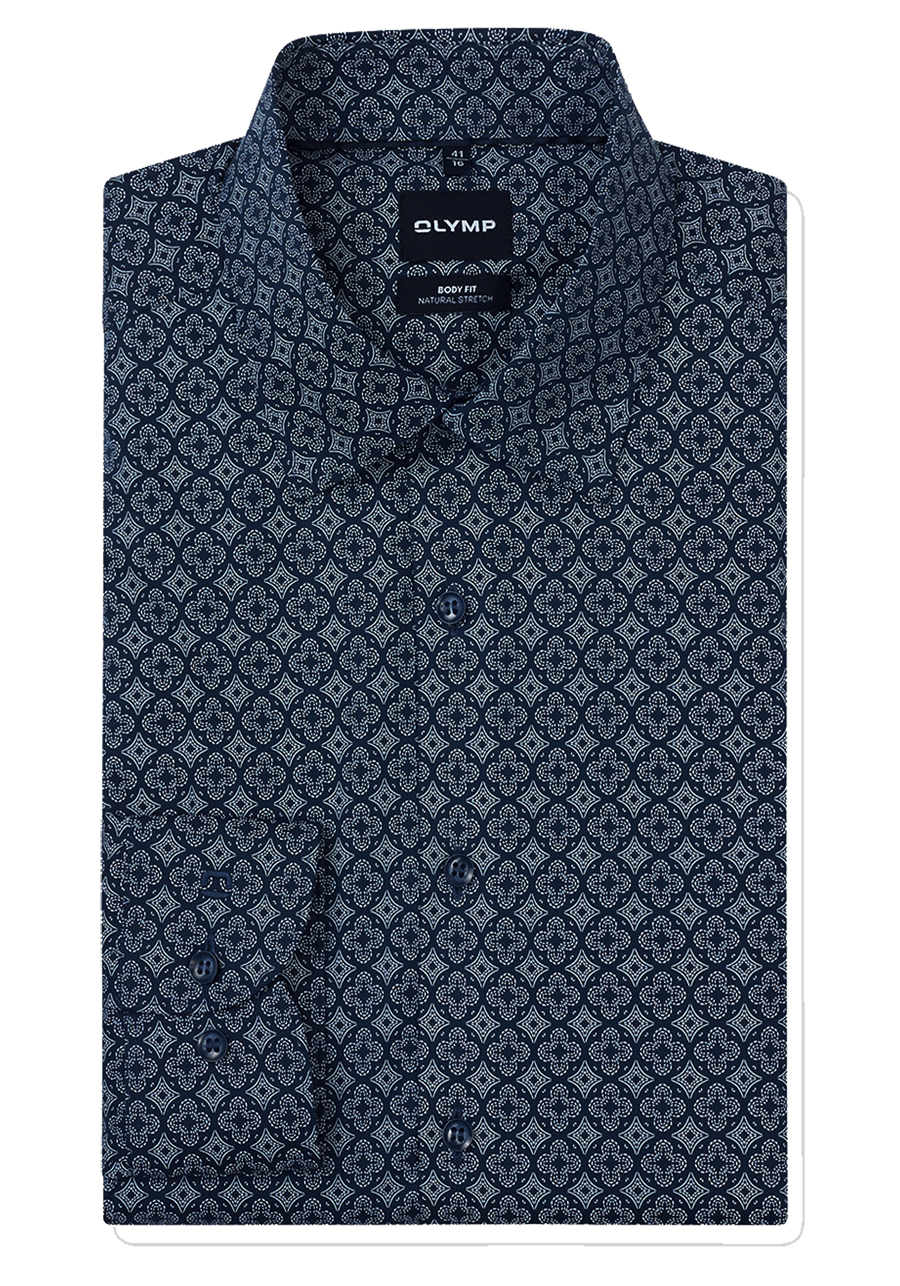 Produktbild f�r 'OLYMP Level Five body fit Hemd extra langer Arm New Kent Kragen Muster blau'
