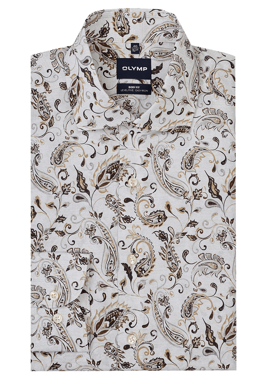 Produktbild f�r 'OLYMP Level Five body fit Hemd extra langer Arm New Kent Kragen Muster braun'