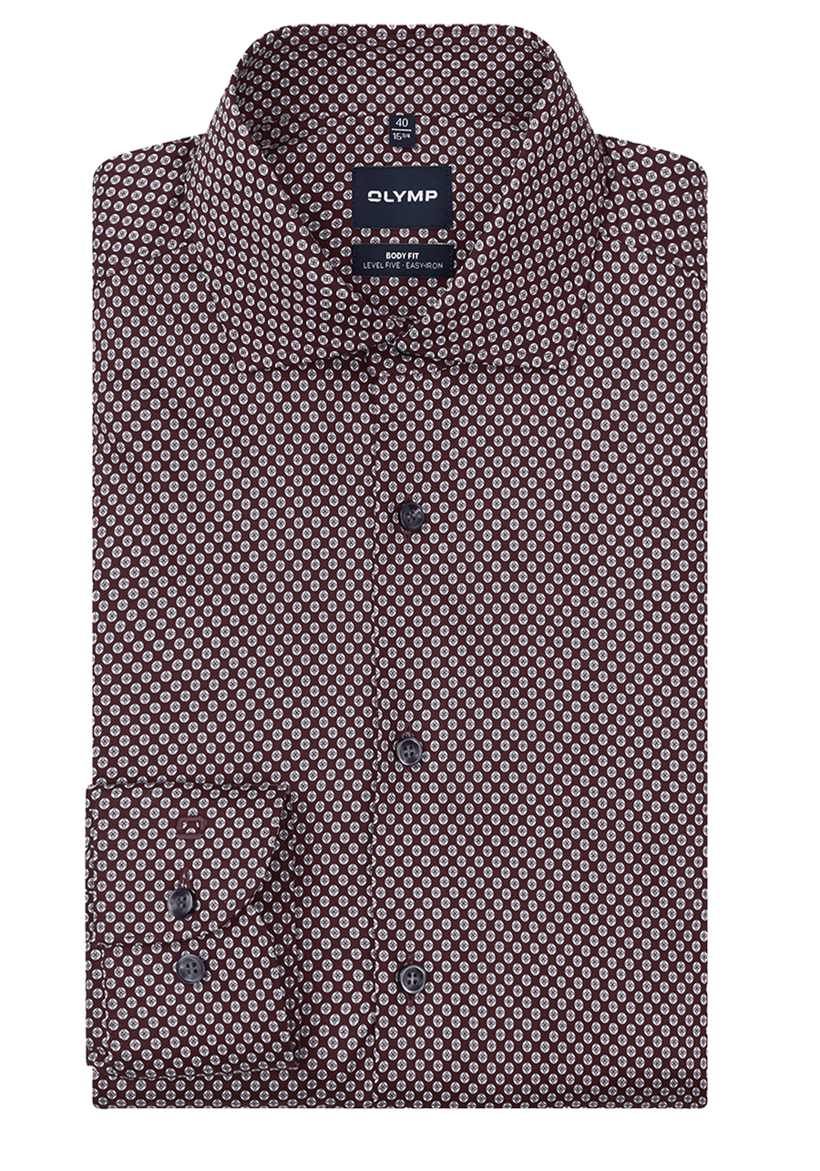 Produktbild f�r 'OLYMP Level Five body fit Hemd extra langer Arm New Kent Kragen Muster rot'