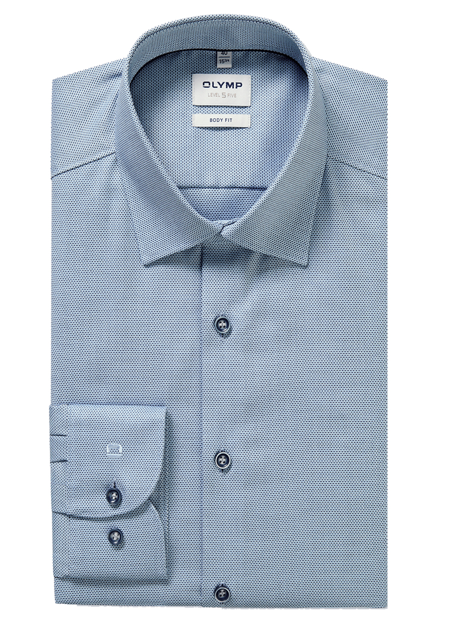 Produktbild f�r 'OLYMP Level Five body fit Hemd extra langer Arm New Kent Kragen Struktur blau'