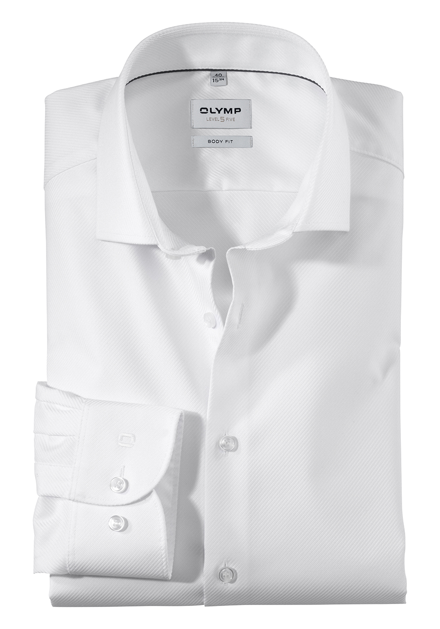 OLYMP Level Five body fit Hemd extra langer Arm Streifen weiß