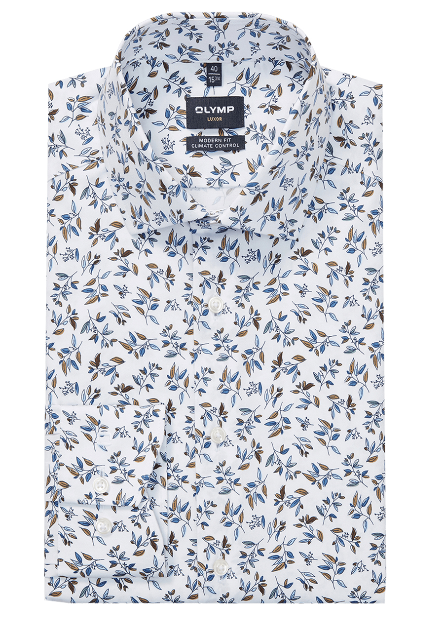 Produktbild f�r 'OLYMP Luxor 24/Seven modern fit Hemd extra langer Arm Muster wei�'