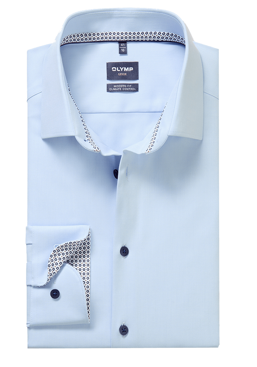 Produktbild f�r 'OLYMP Luxor 24/Seven modern fit Hemd extra langer Arm New Kent Kragen Twill hellblau'
