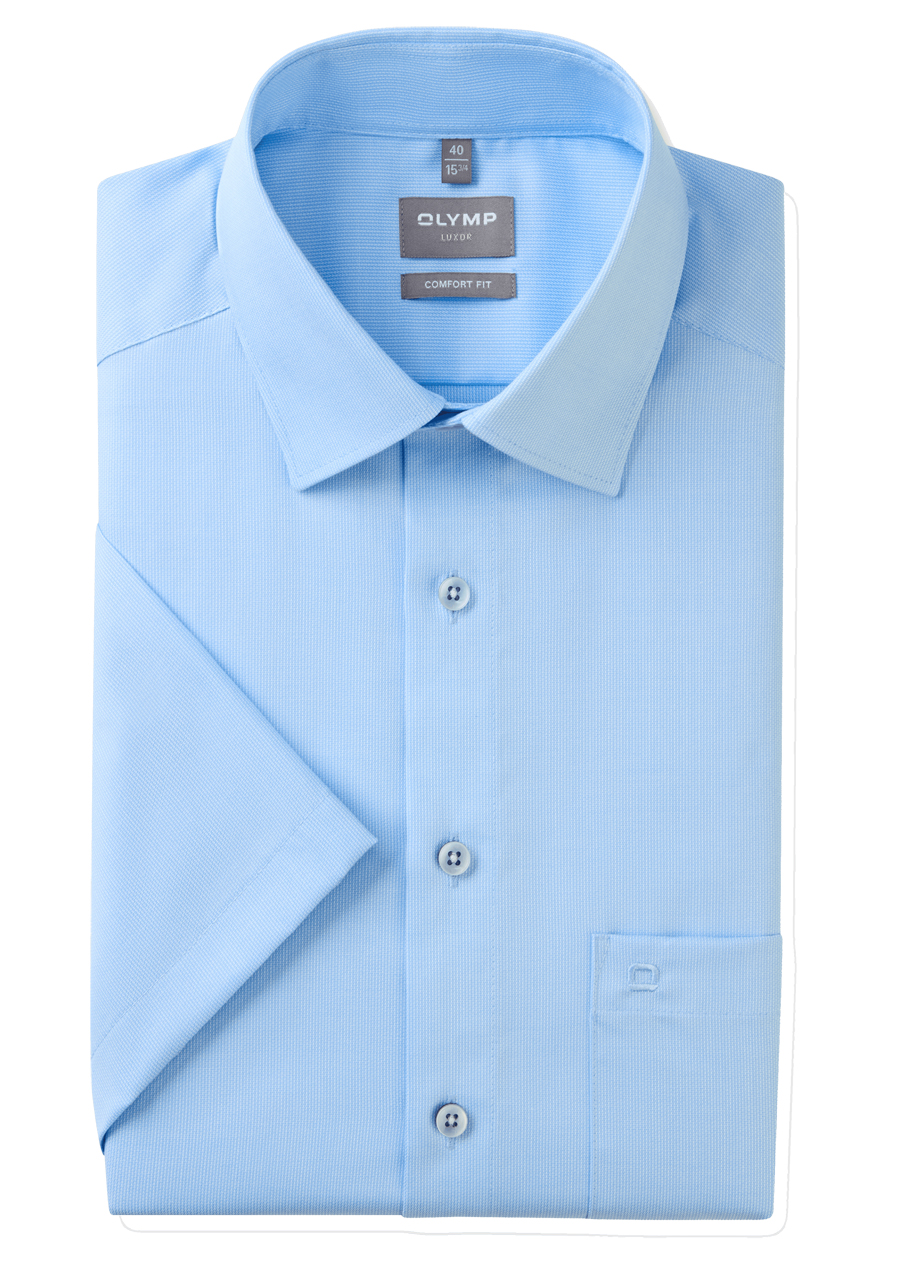 Produktbild fr 'OLYMP Luxor comfort fit Hemd Halbarm New Kent Kragen Faux hellblau'