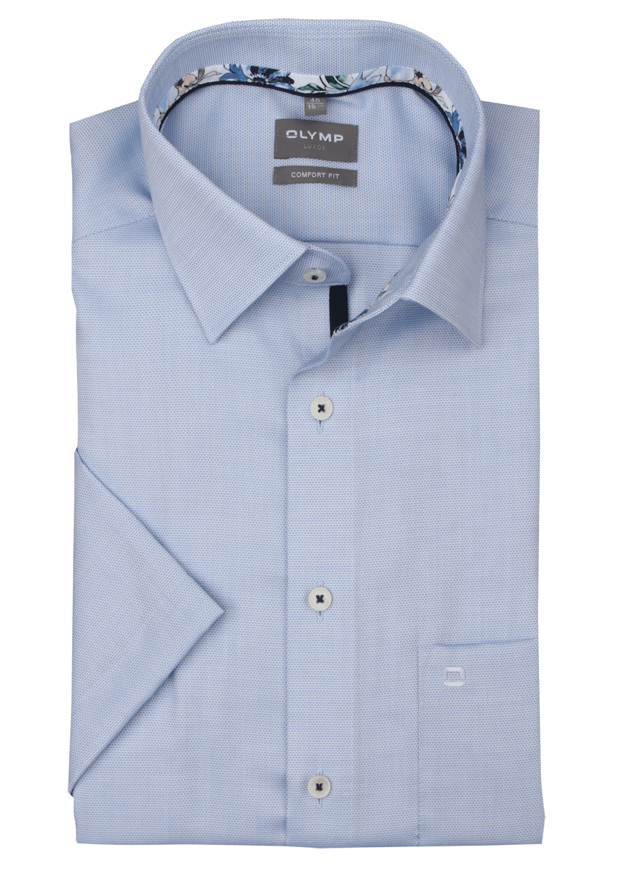 Produktbild fr 'OLYMP Luxor comfort fit Hemd Halbarm New Kent Kragen Struktur hellblau'