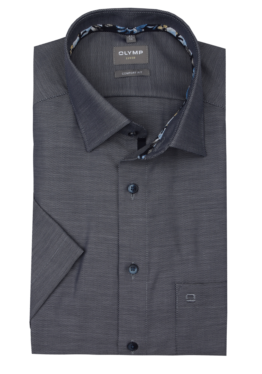 Produktbild fr 'OLYMP Luxor comfort fit Hemd Halbarm New Kent Kragen Struktur navy'