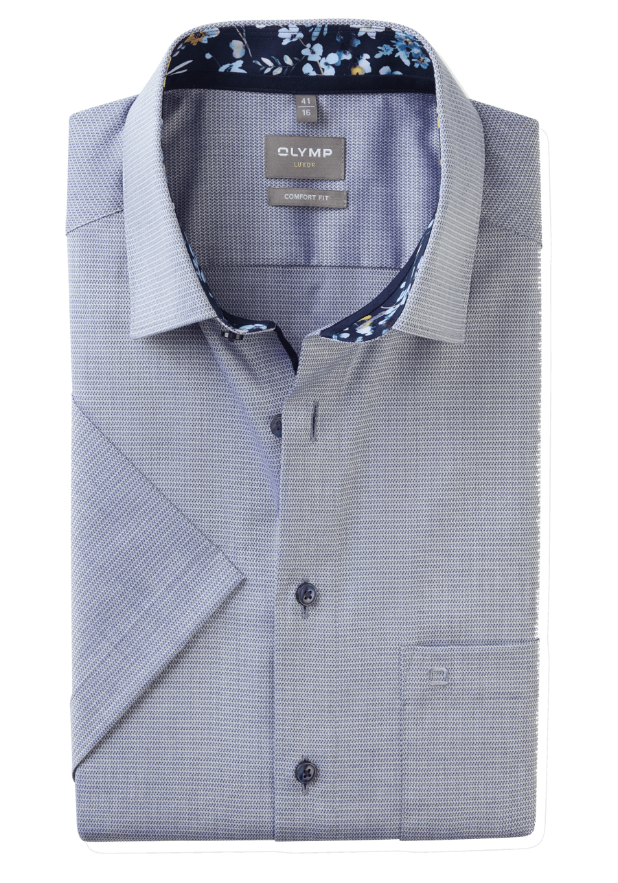 Produktbild fr 'OLYMP Luxor comfort fit Hemd Halbarm New Kent Kragen Struktur rauchblau'
