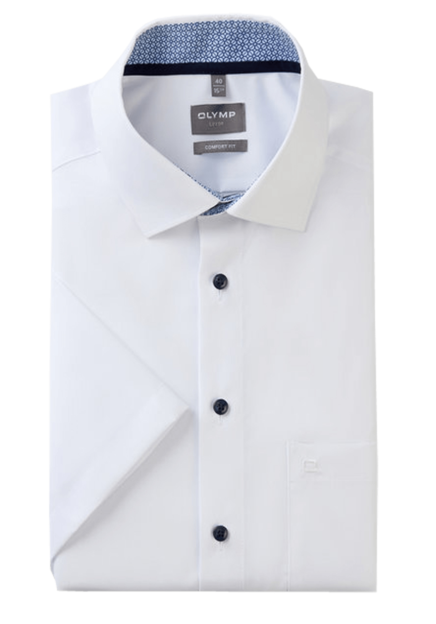 Produktbild fr 'OLYMP Luxor comfort fit Hemd Halbarm New Kent Kragen wei'