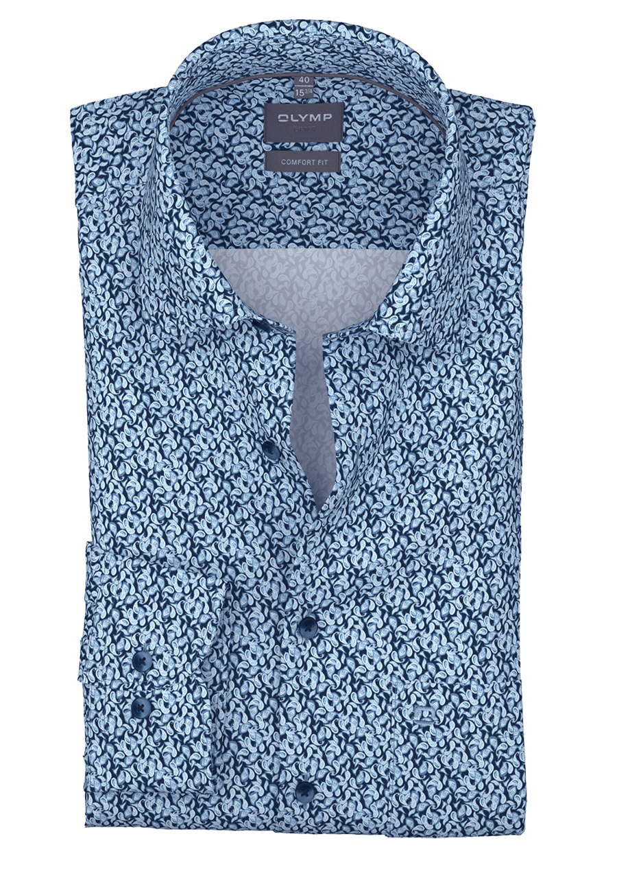 Produktbild f�r 'OLYMP Luxor comfort fit Hemd Langarm New Kent Kragen Muster blau'