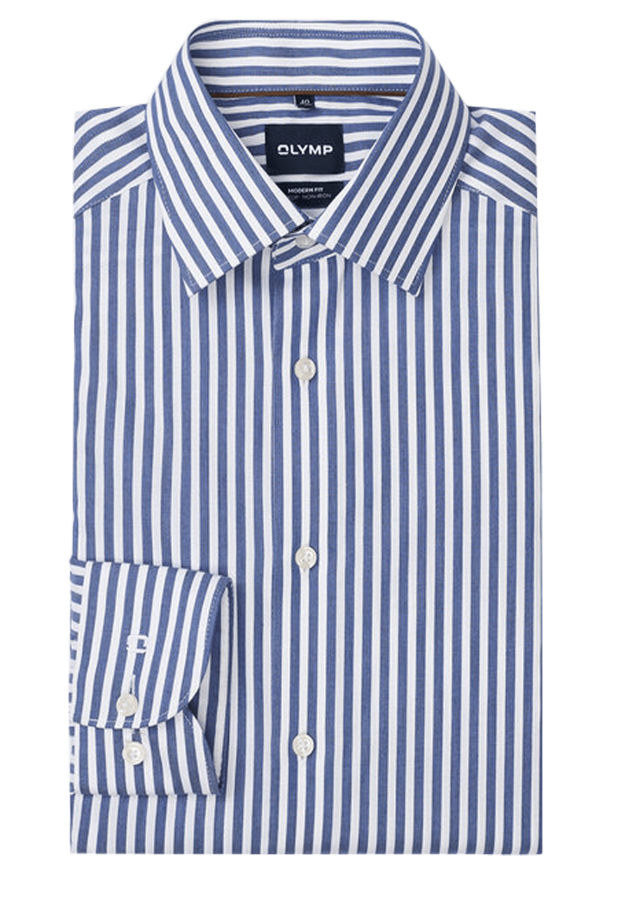 Produktbild f�r 'OLYMP Luxor comfort fit Hemd Langarm New Kent Kragen Streifen blau'