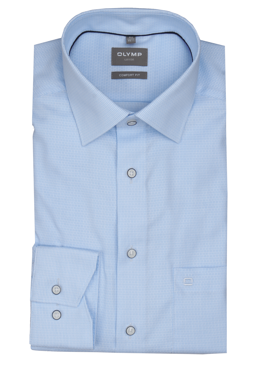 Produktbild fr 'OLYMP Luxor comfort fit Hemd Langarm New Kent Kragen Struktur hellblau'