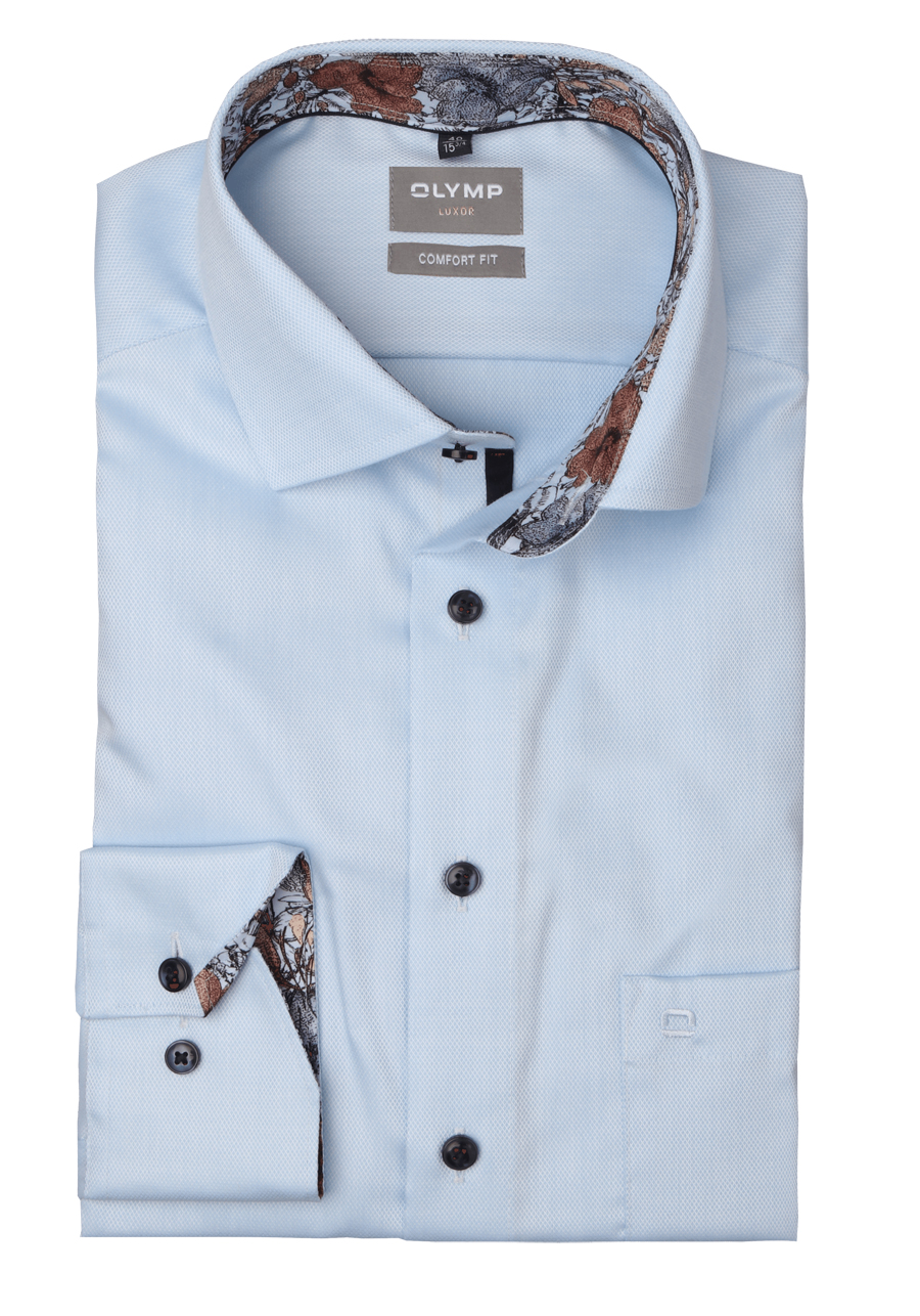 Produktbild fr 'OLYMP Luxor comfort fit Hemd Langarm New Kent Kragen Struktur hellblau'