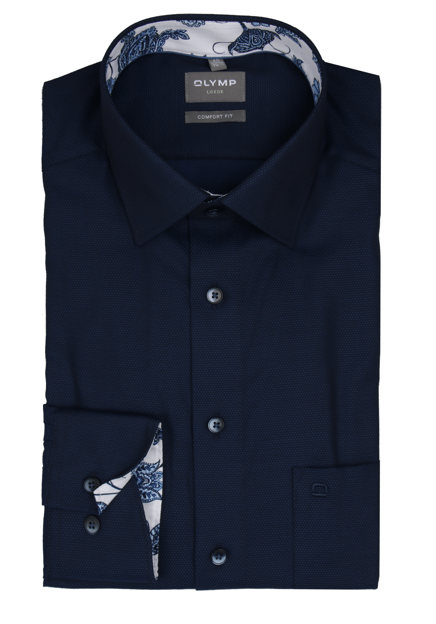 Produktbild fr 'OLYMP Luxor comfort fit Hemd Langarm New Kent Kragen Struktur nachtblau'
