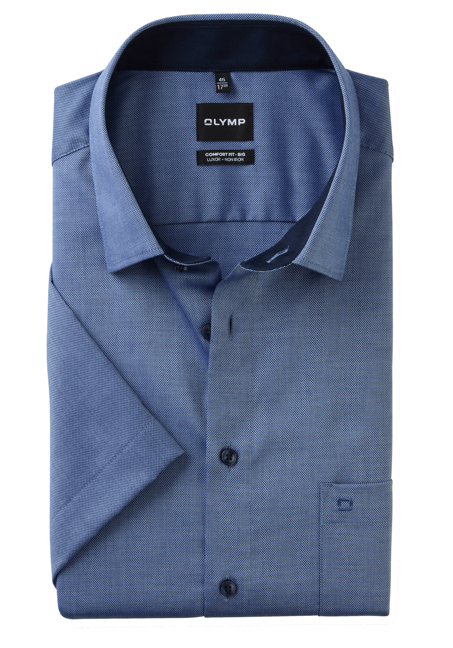 Produktbild fr 'OLYMP Luxor comfort fit big Hemd Halbarm New Kent Kragen Natte rauchblau'