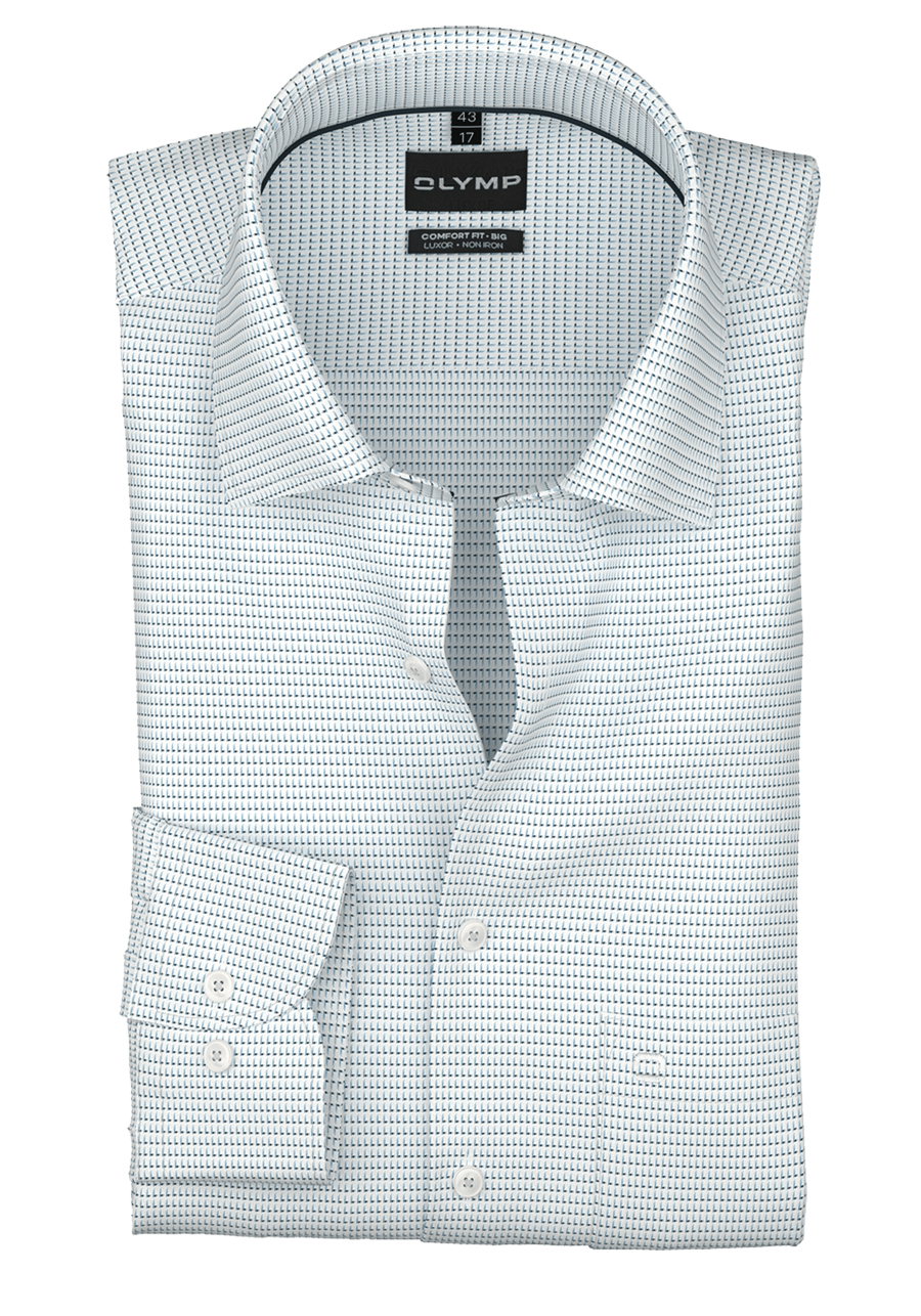 Produktbild f�r 'OLYMP Luxor comfort fit big Hemd Langarm New Kent Kragen Muster blau'
