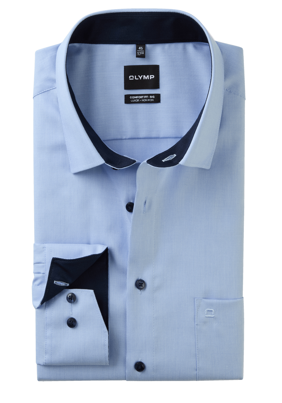 Produktbild fr 'OLYMP Luxor comfort fit big Hemd Langarm New Kent Kragen Natte hellblau'