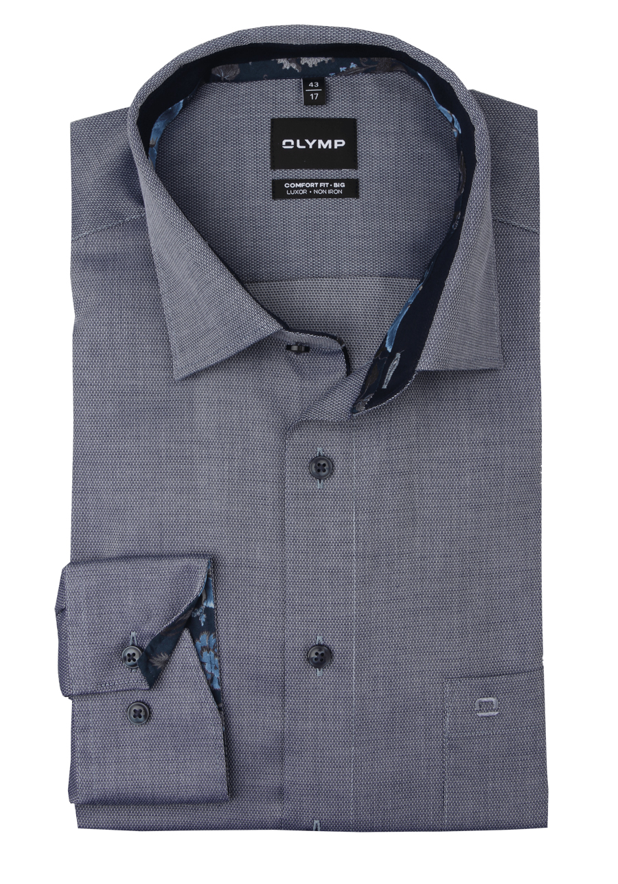 Produktbild f�r 'OLYMP Luxor comfort fit big Hemd Langarm New Kent Kragen Natte rauchblau'