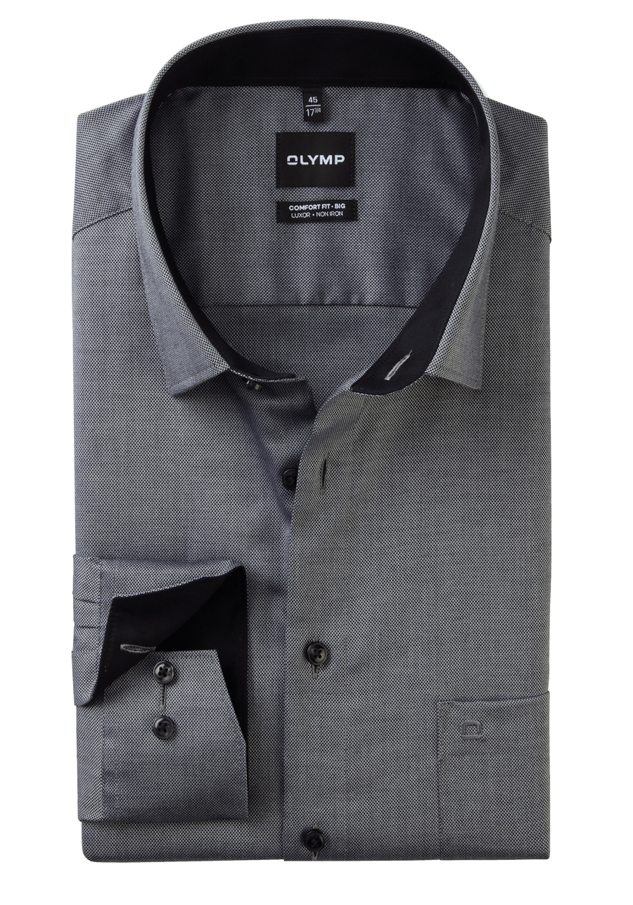 Produktbild fr 'OLYMP Luxor comfort fit big Hemd Langarm New Kent Kragen Natte schwarz'