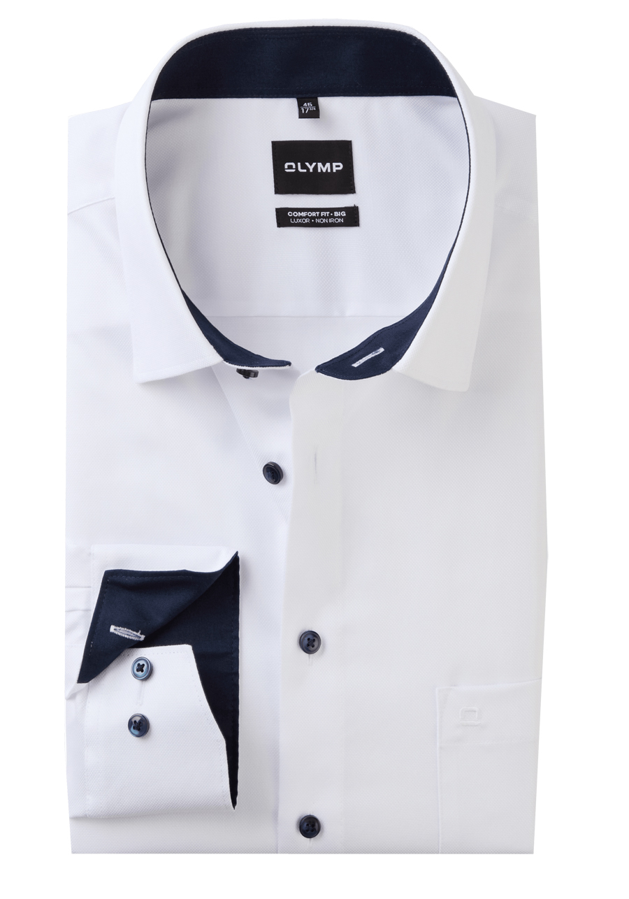 Produktbild fr 'OLYMP Luxor comfort fit big Hemd Langarm New Kent Kragen Natte wei'