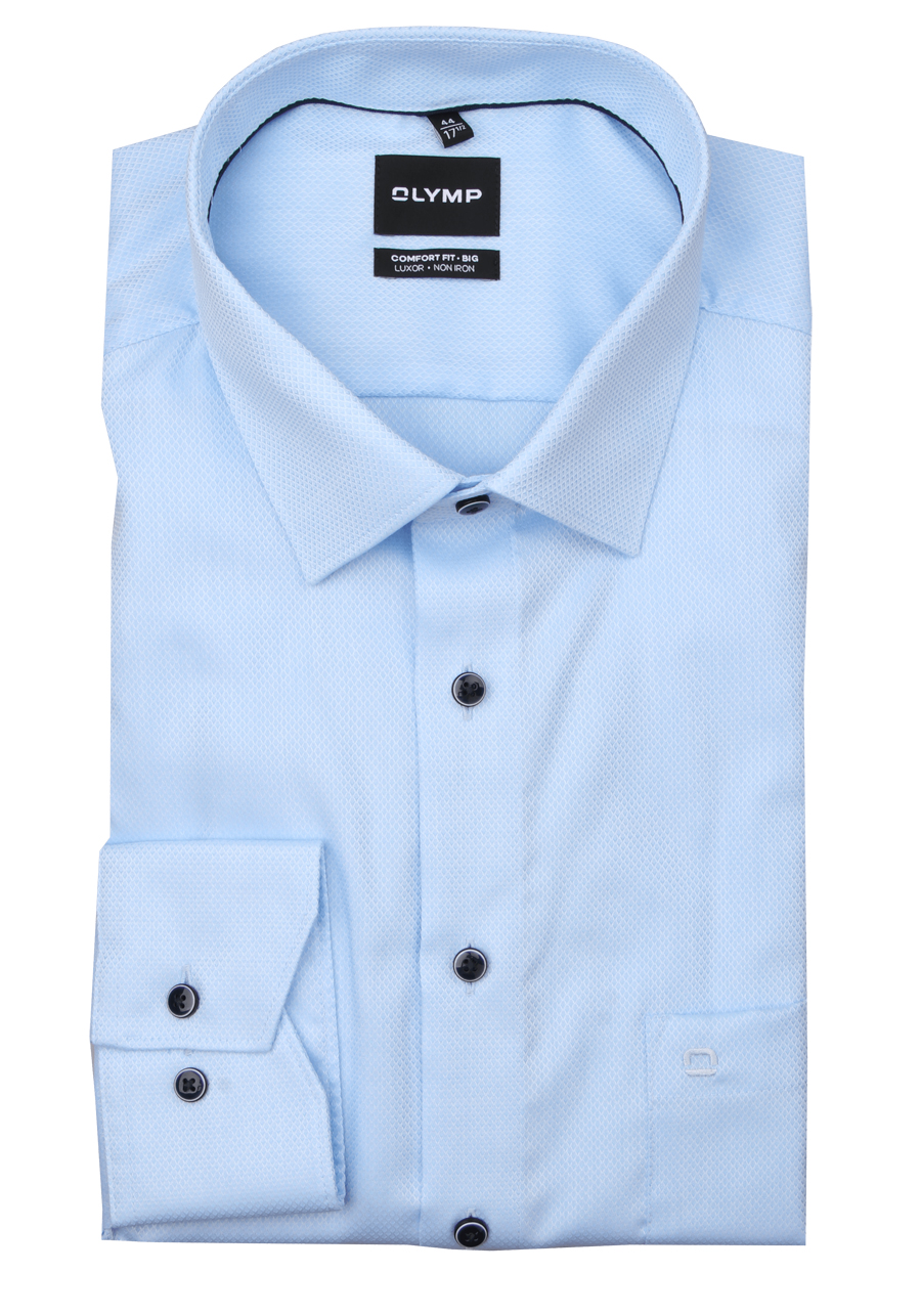 Produktbild f�r 'OLYMP Luxor comfort fit big Hemd Langarm New Kent Kragen Rautenstruktur hellblau'