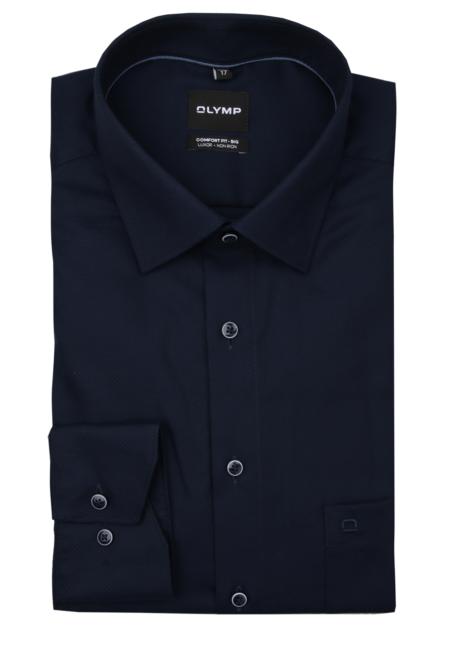 Produktbild f�r 'OLYMP Luxor comfort fit big Hemd Langarm New Kent Kragen Rautenstruktur nachtblau'