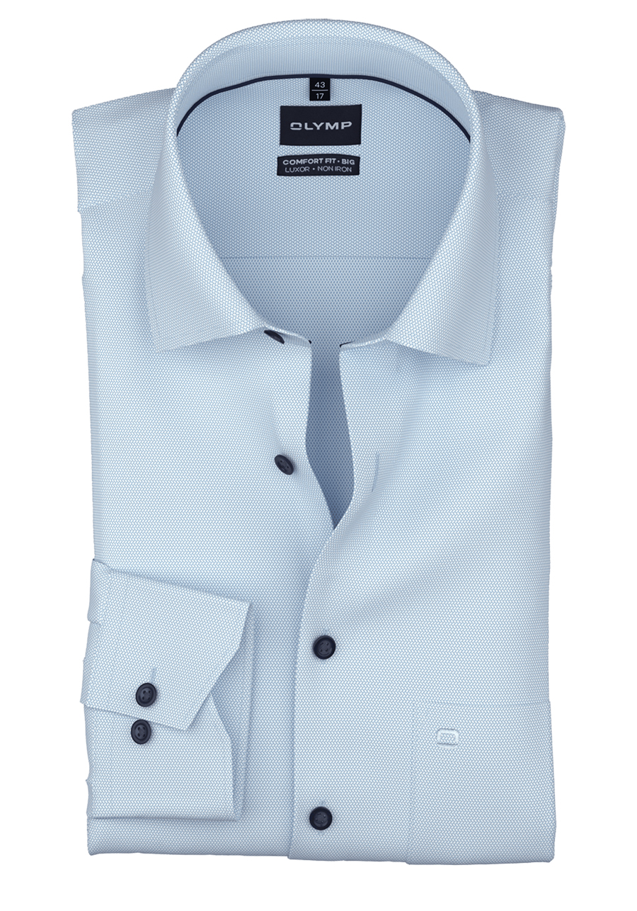 Produktbild f�r 'OLYMP Luxor comfort fit big Hemd Langarm New Kent Kragen Struktur hellblau'