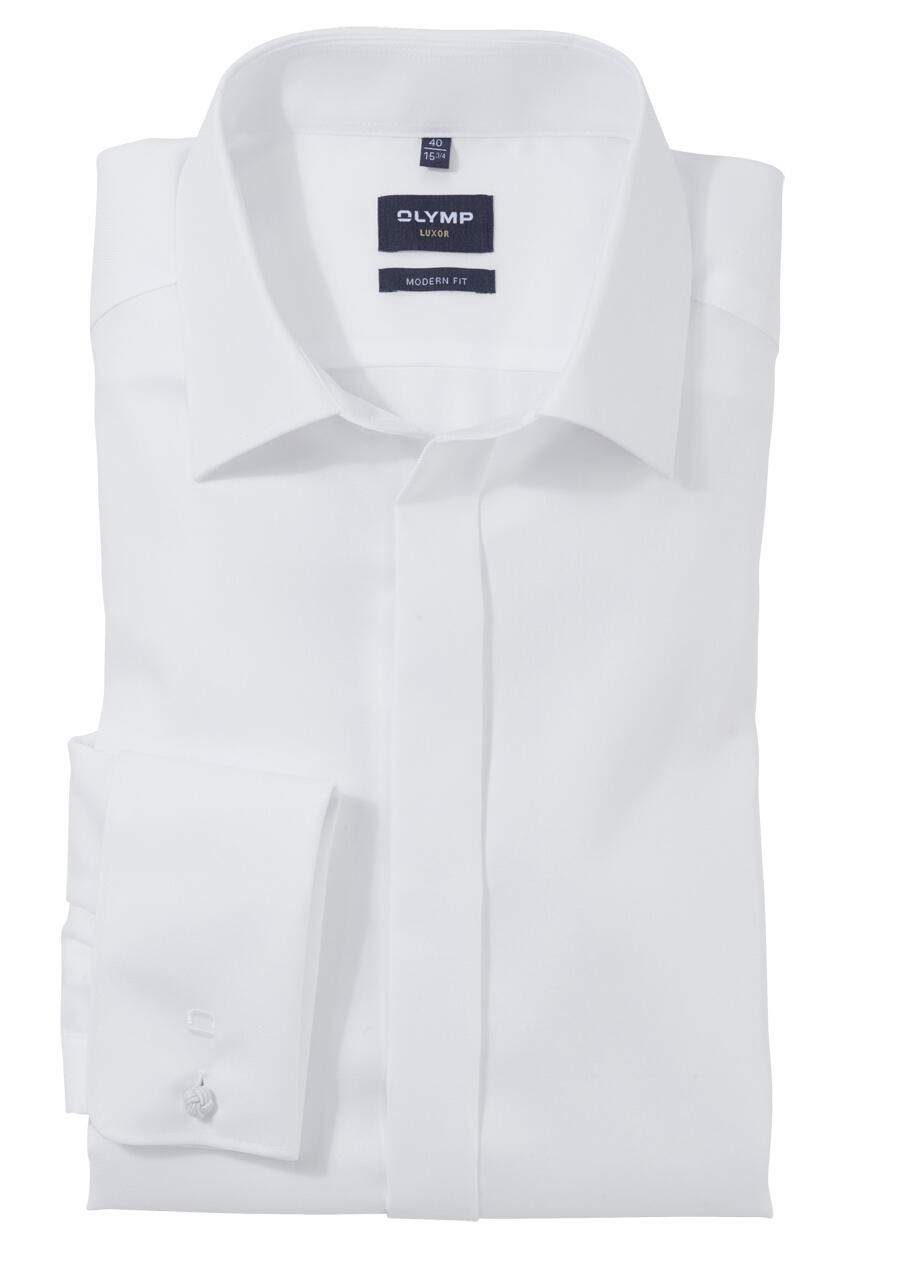 Produktbild fr 'OLYMP Luxor modern fit Gala Hemd Langarm Twill wei'